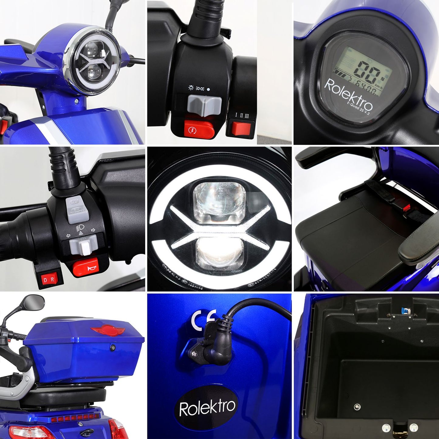 Rolektro Seniorenroller E-Quad 25 V.2 Blau Modell 2024 + + kostenlos passende Abdeckplane