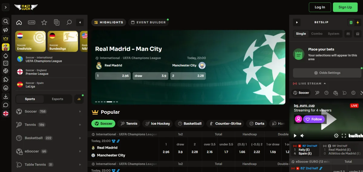 Holyluck Sportwetten Screenshot