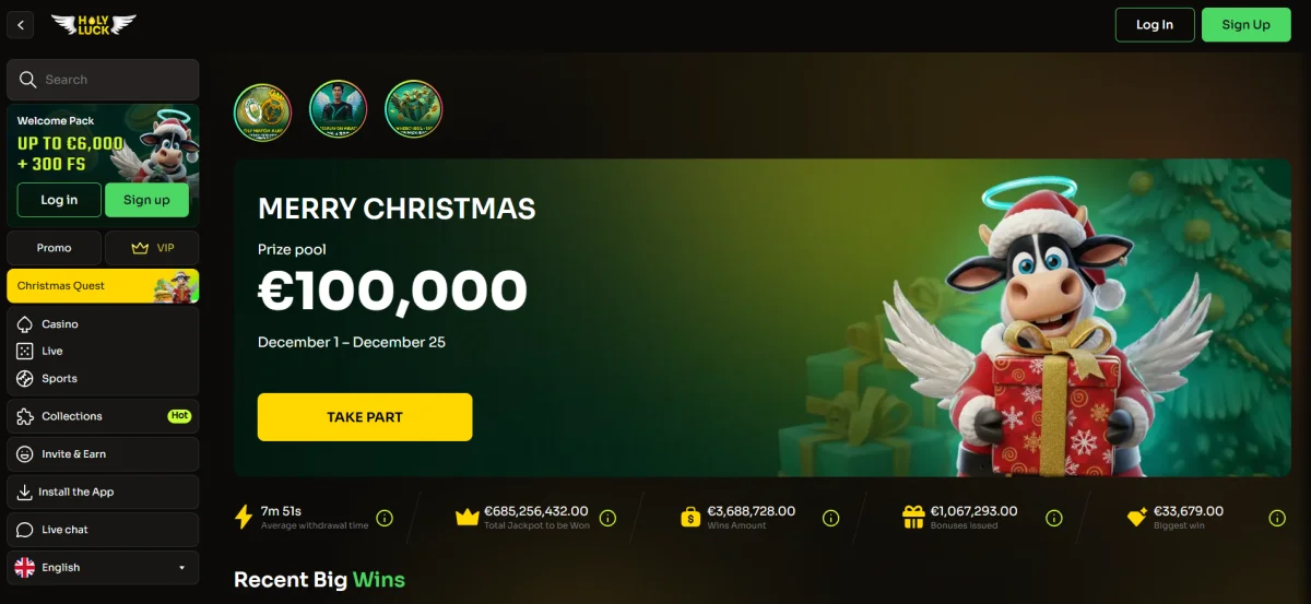 Holyluck Online Casino Screenshot